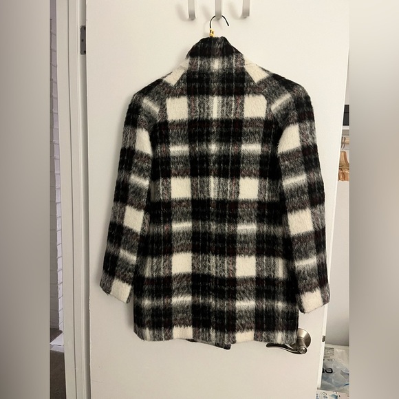 Banana Republic Italian fabric wool blend cost women size small plaid red gray - Picture 4 of 16